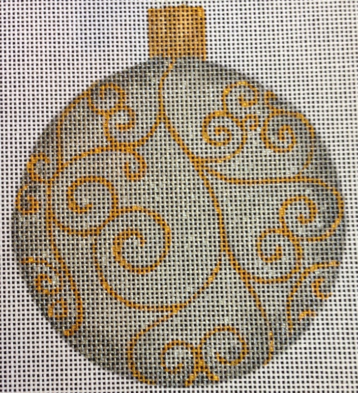Christmas Balls:CH305C Silver with gold scroll