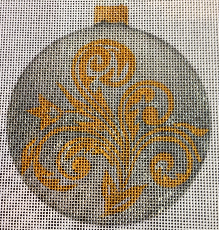 Christmas Balls:CH305B Silver with Gold leaves