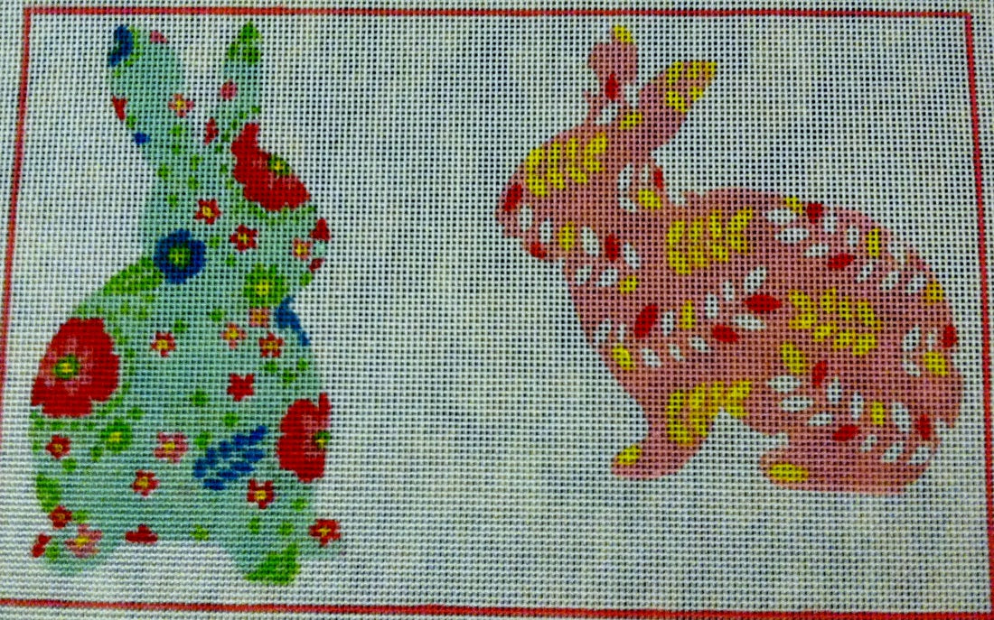 Bunnies:SB939 Bunnies blue flowers