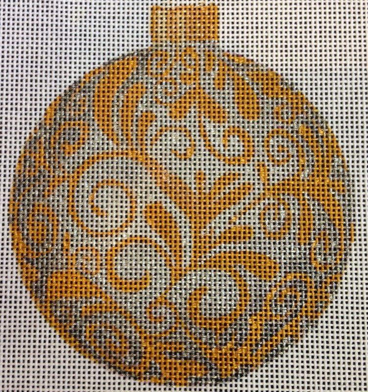 Christmas Balls:CH305D Gold w/ silver scroll