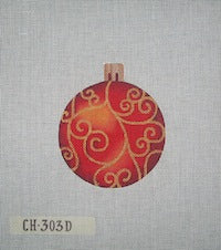 Christmas Balls:CH303D Red w/Gold scroll