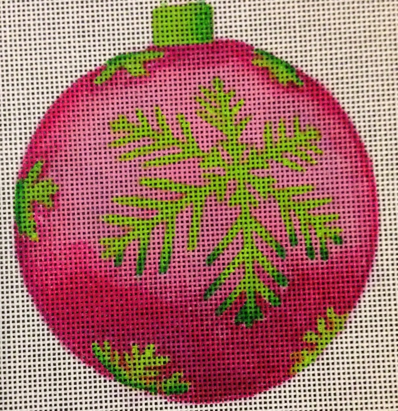 Christmas Balls:CH304E Pink w/Green Snowflake