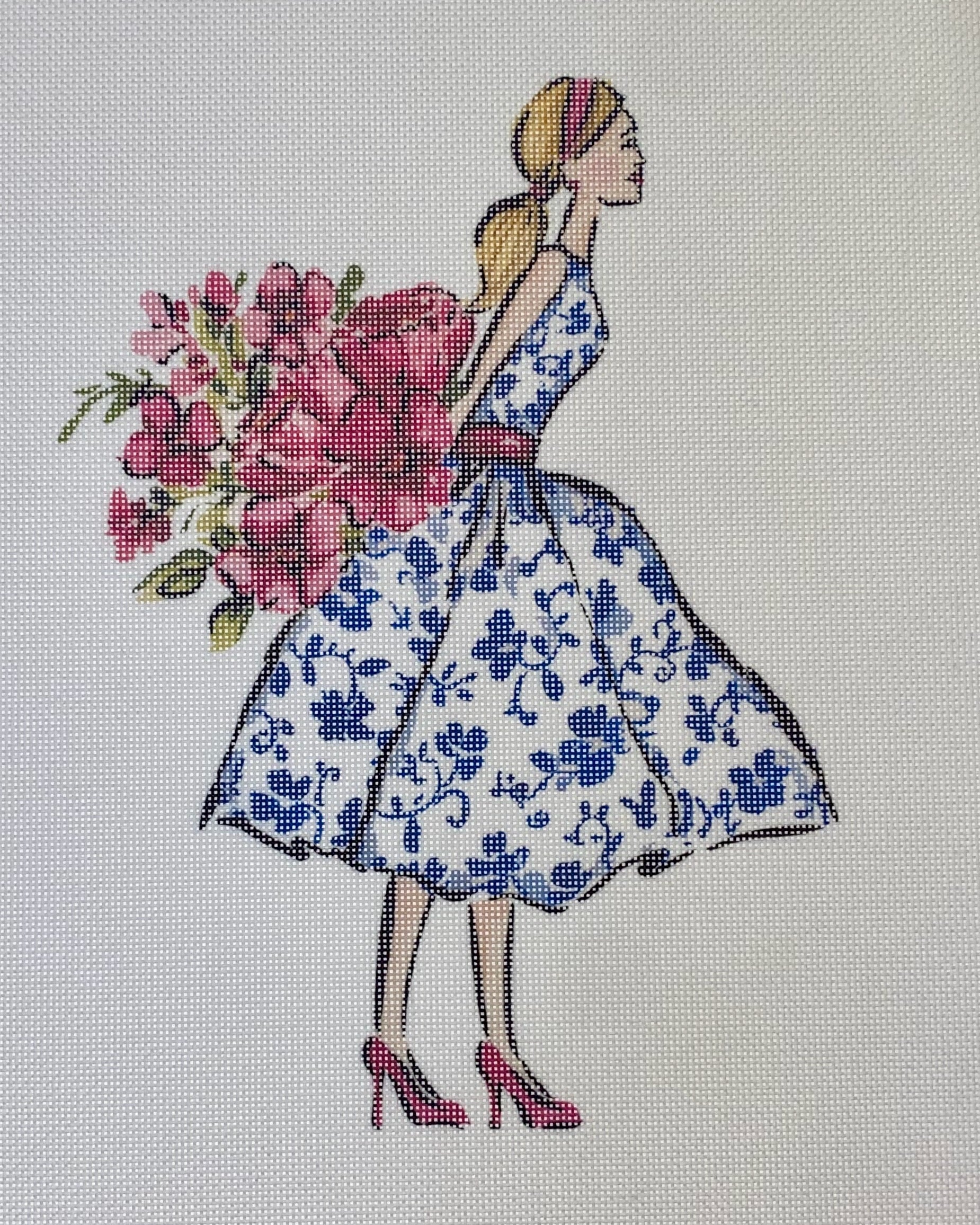 Ellen Crimi-Trent:ECT1127A Blue White Dress 10x9