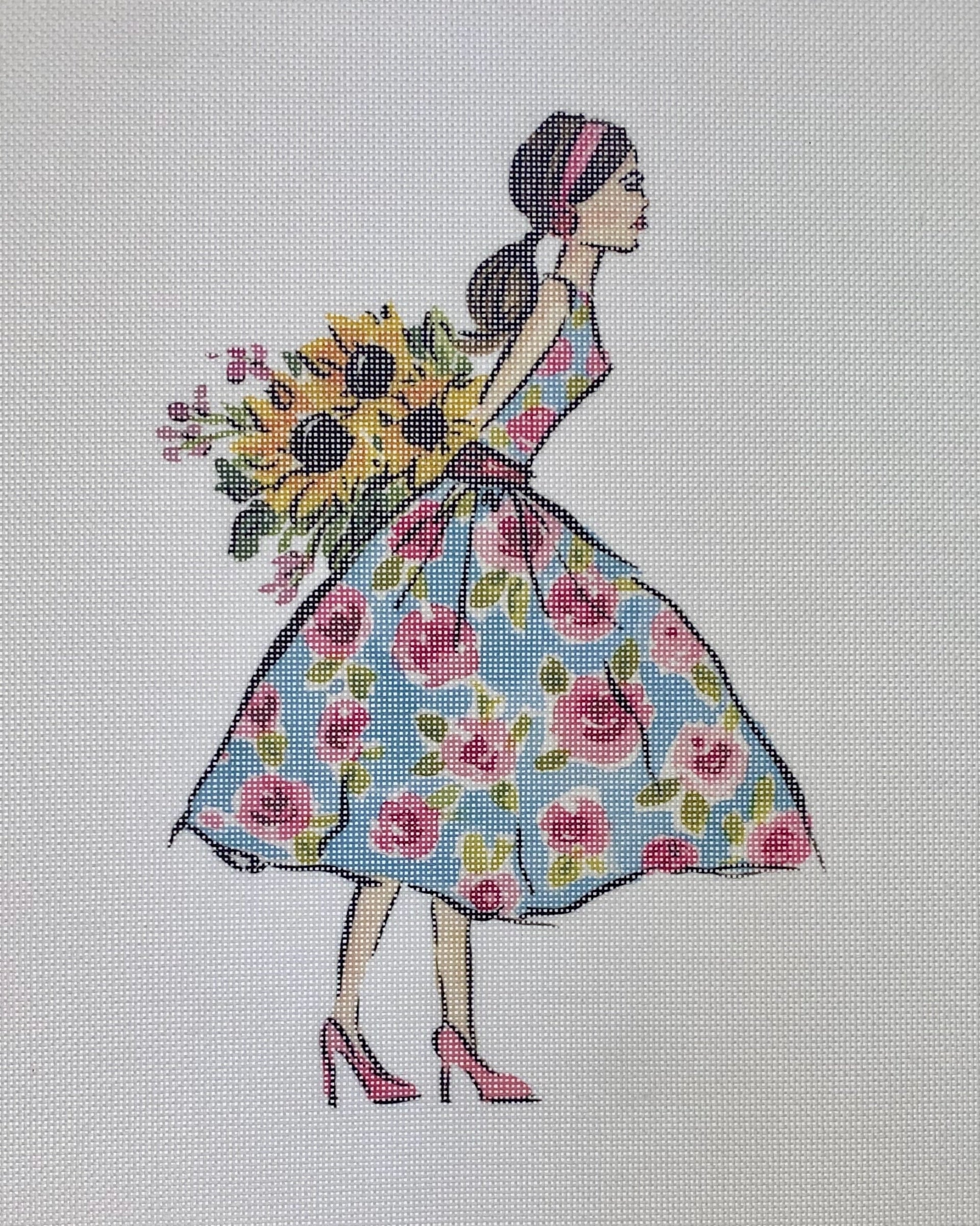 Ellen Crimi-Trent:ECT1128A  Dress with pink flowe