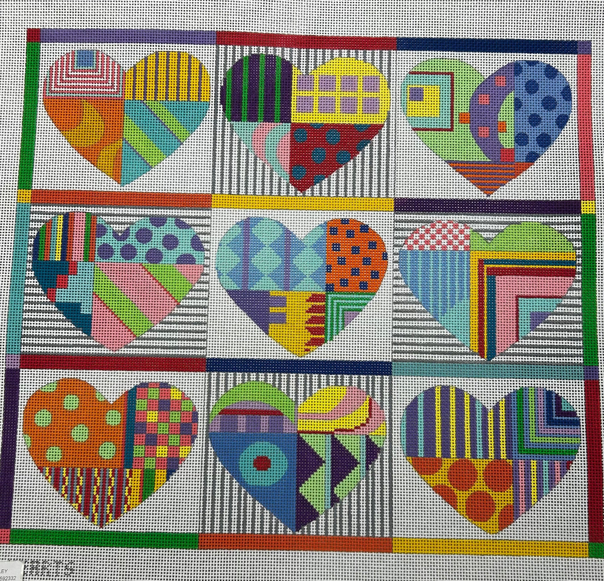 Penny Macleod:PM1956 9 Hearts 15 1/2" x 13 3/
