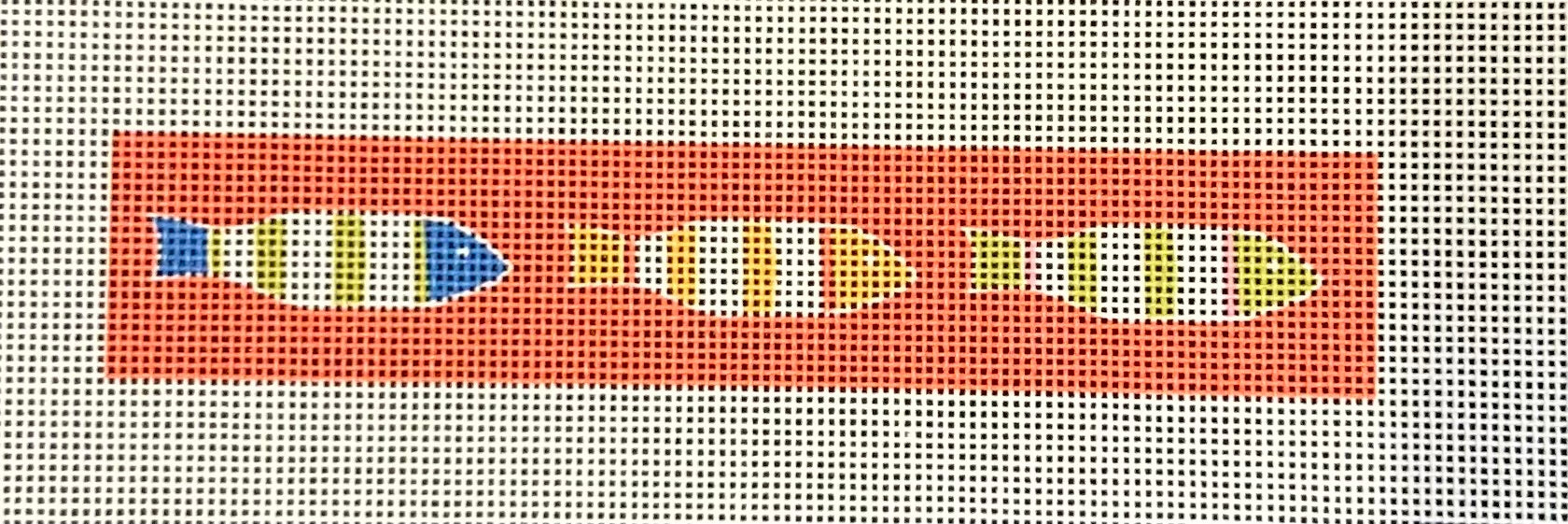 Kate Nelligan:KN70 3 FISH KEY FOB ORANGE