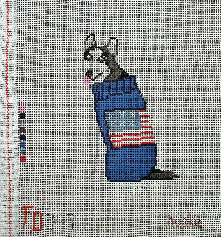 Froopy Designs:FD397 Husky in US flag sweater,