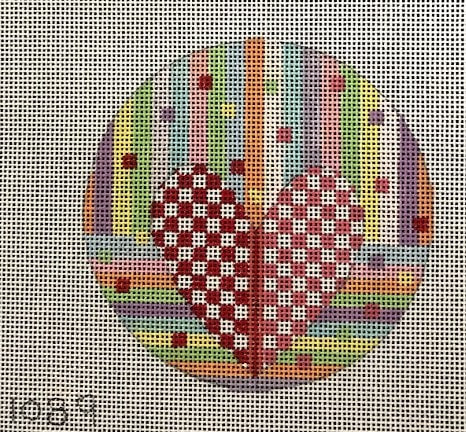 Penny Macleod:PM1089 Red Check Heart 4"rd 18M