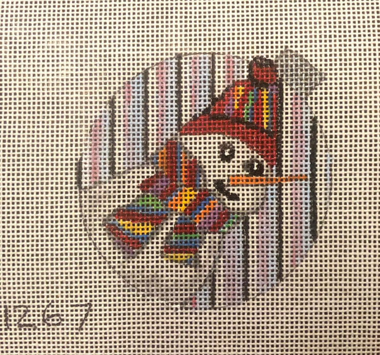 Penny Macleod:PM1267 Ornament Snowman 3"round