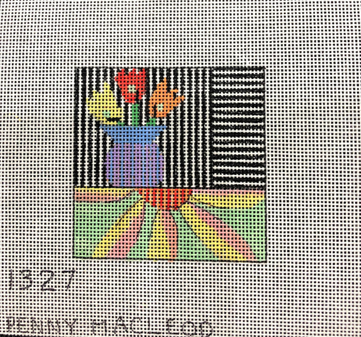 Penny Macleod:PM1327 Flower Pot Coaster 3" Sq