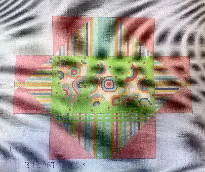 Penny Macleod:PM1418 3 Heart Brick 13 1/2 x 1