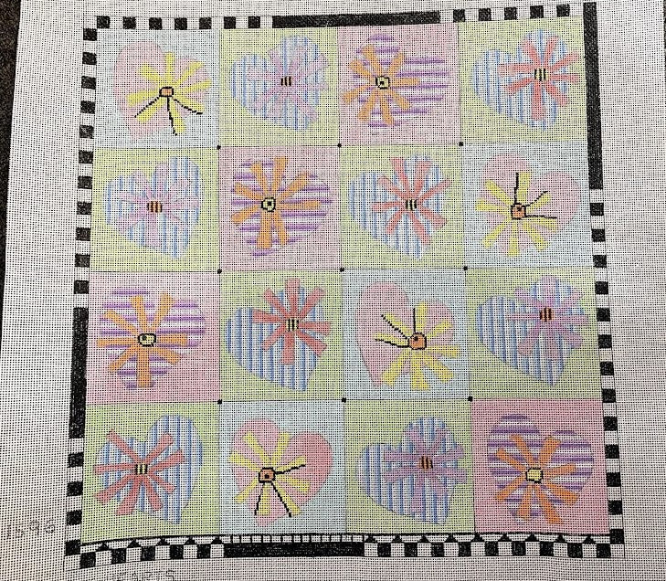 Penny Macleod:PM1596 Daisy Hearts 14" x 13 3/